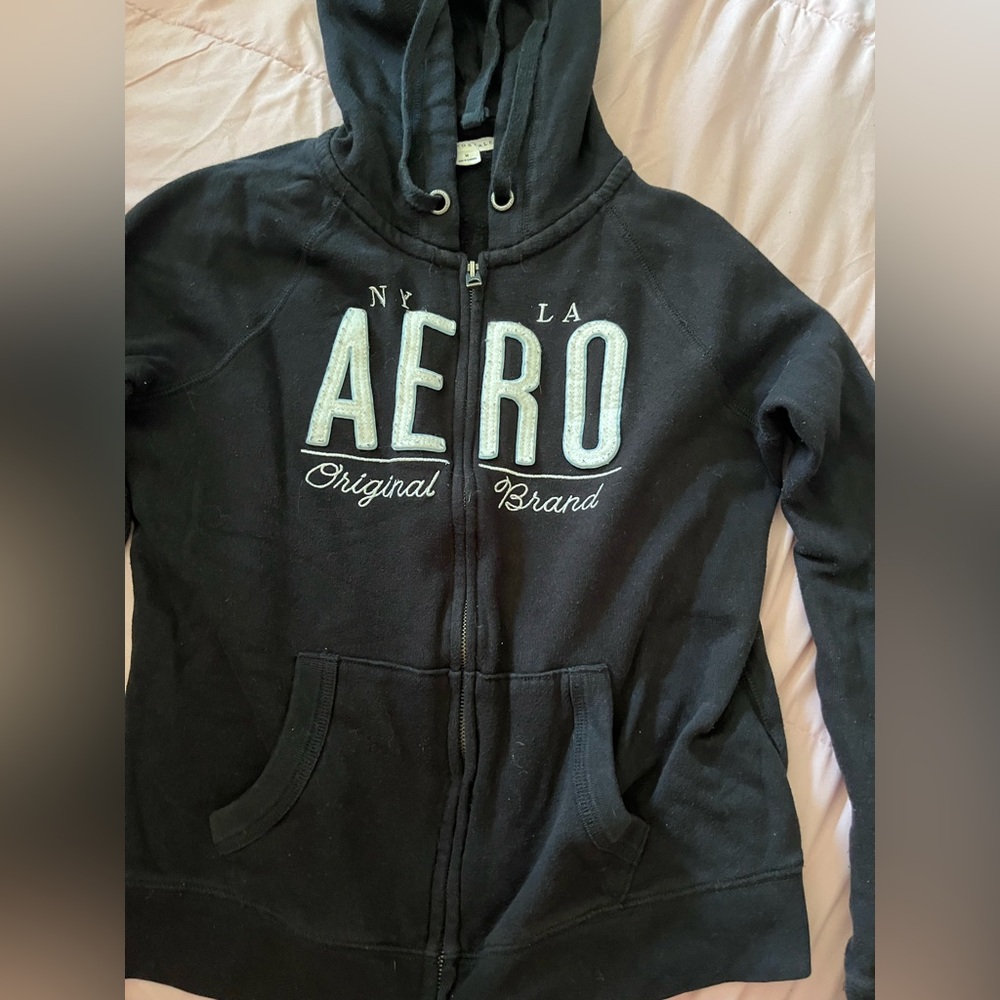 Aeropostale Black Zip-Up Hoodie